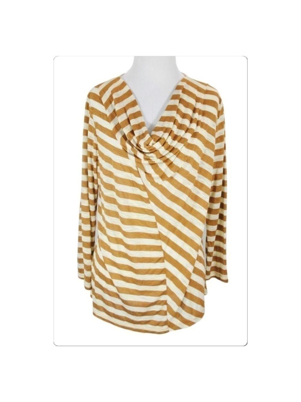 Ellen Tracy draped neck asymmetrical striped top size L